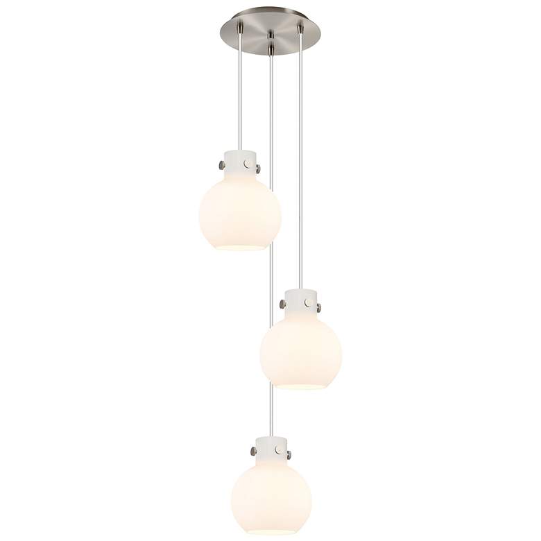 Image 1 Newton Bell 18.63"W 6 Light Brushed Nickel Multi Pendant w/ Clear Shad