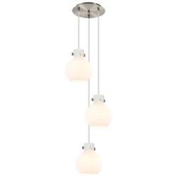 Newton Bell 18.63"W 6 Light Brushed Nickel Multi Pendant w/ Clear Shad