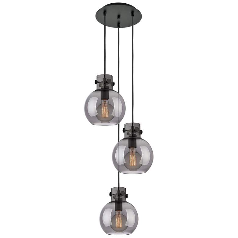 Image 1 Newton Bell 18.63"W 6 Light Brushed Nickel Multi Pendant w/ Seedy Shad