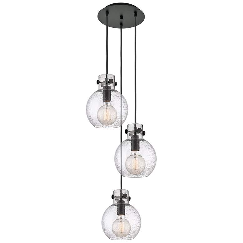 Image 1 Newton Bell 18.63"W 6 Light Brushed Nickel Multi Pendant w/ White Shad