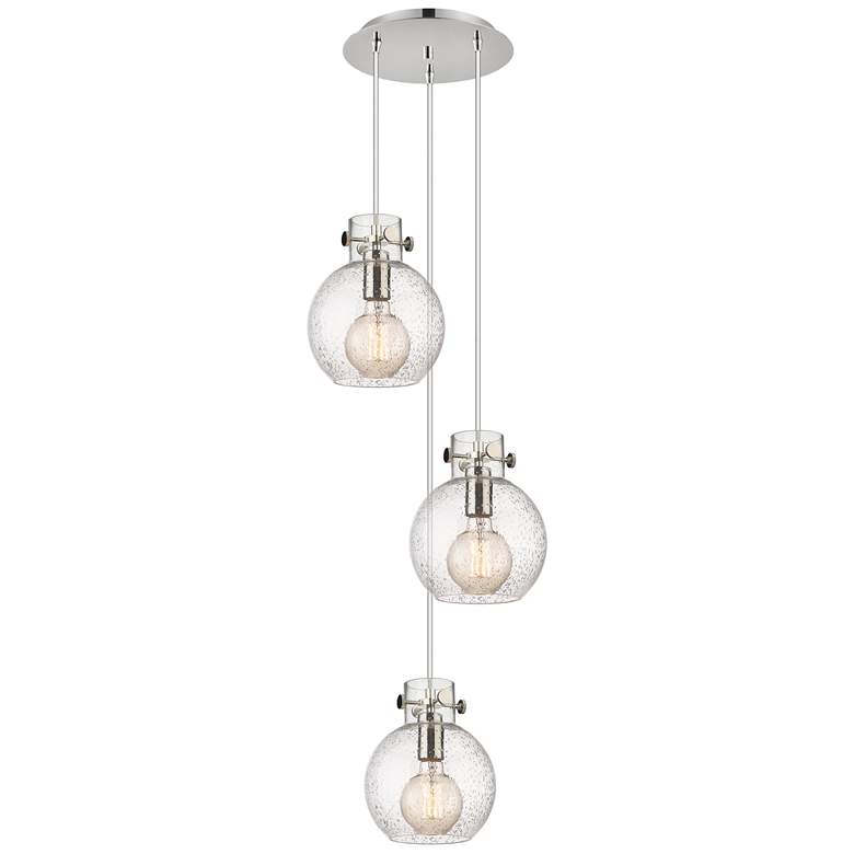Image 1 Newton Bell 18.63"W 6 Light Polished Nickel Multi Pendant w/ Seedy Sha