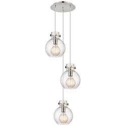 Newton Bell 18.63"W 6 Light Polished Nickel Multi Pendant w/ Seedy Sha
