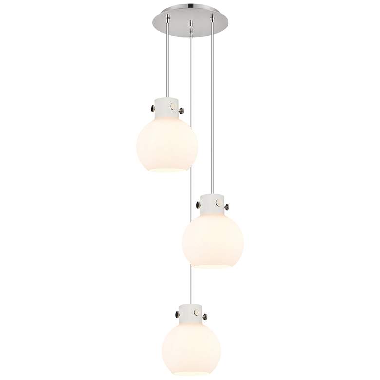 Image 1 Newton Bell 18.63"W 6 Light Polished Nickel Multi Pendant w/ White Sha