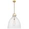 Newton Bell 18" Wide Bronze Pendant Light with Clear Shade