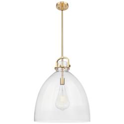 Newton Bell 18" Wide Bronze Pendant Light with Clear Shade