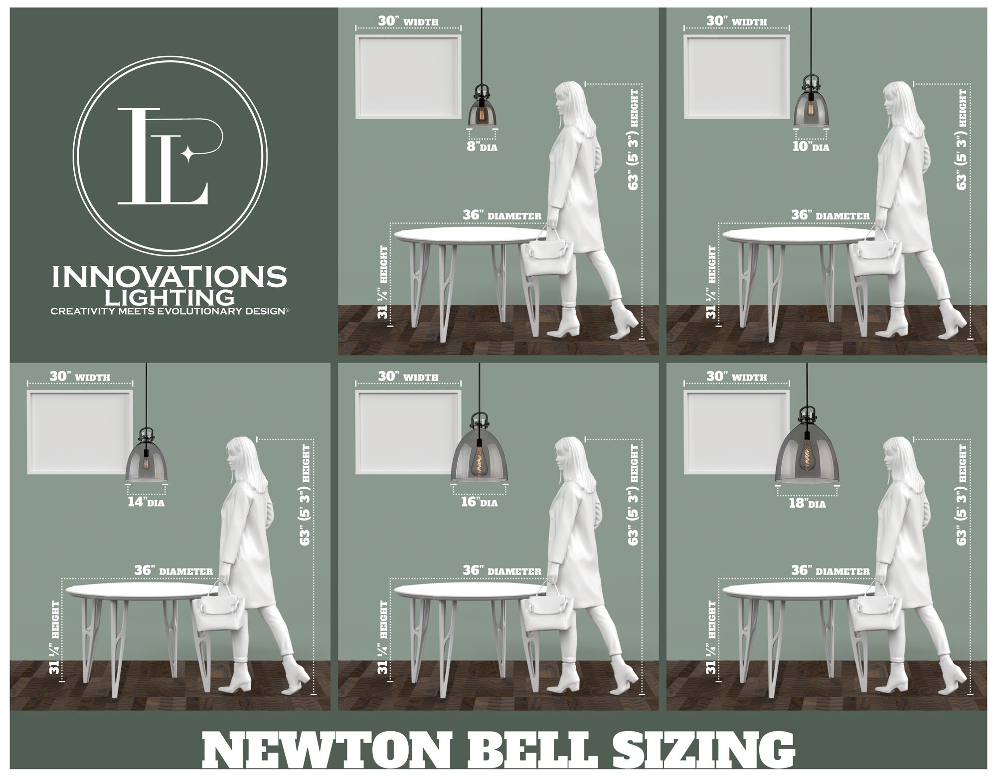 Image 2 Newton Bell 18" Wide Bronze Pendant Light with Clear Shade more views