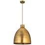 Newton Bell 18" Wide Brushed Brass Corded Pendant With Brushed Brass S