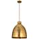 Newton Bell 18" Wide Brushed Brass Corded Pendant With Brushed Brass S