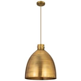 Newton Bell 18" Wide Brushed Brass Corded Pendant With Brushed Brass S Newton Bell 18" Wide Brushed Brass Corded Pendant With Brushed Brass S