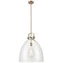 Newton Bell 18" Wide Stem Hung Brushed Brass Pendant With Clear Shade