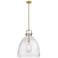 Newton Bell 18" Wide Stem Hung Brushed Brass Pendant With Seedy Shade