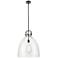 Newton Bell 18" Wide Stem Hung Matte Black Pendant With Clear Shade
