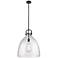 Newton Bell 18" Wide Stem Hung Matte Black Pendant With Seedy Shade