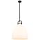 Newton Bell 18" Wide Stem Hung Matte Black Pendant With White Shade