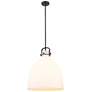Newton Bell 18" Wide Stem Hung Matte Black Pendant With White Shade