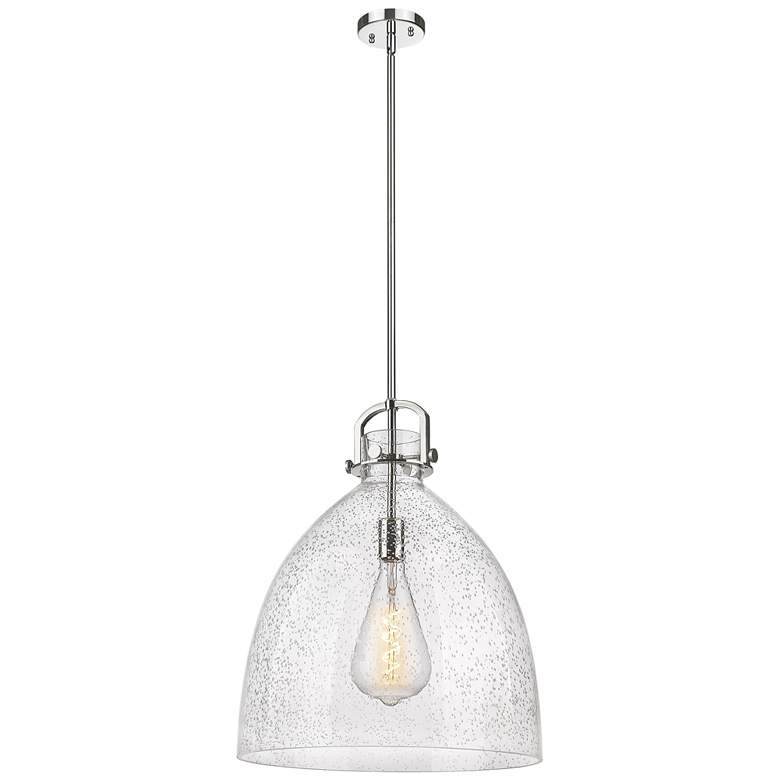 Image 1 Newton Bell 18" Wide Stem Hung Polished Nickel Pendant With Seedy Shad