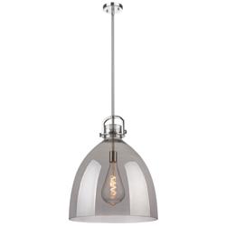 Newton Bell 18" Wide Stem Hung Polished Nickel Pendant With Smoke Shad