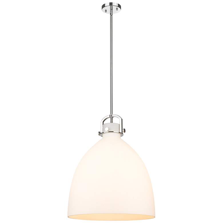 Image 1 Newton Bell 18" Wide Stem Hung Polished Nickel Pendant With White Shad