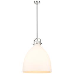 Newton Bell 18" Wide Stem Hung Polished Nickel Pendant With White Shad