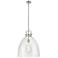 Newton Bell 18" Wide Stem Hung Satin Nickel Pendant With Clear Shade