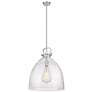 Newton Bell 18" Wide Stem Hung Satin Nickel Pendant With Seedy Shade