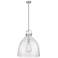 Newton Bell 18" Wide Stem Hung Satin Nickel Pendant With Seedy Shade