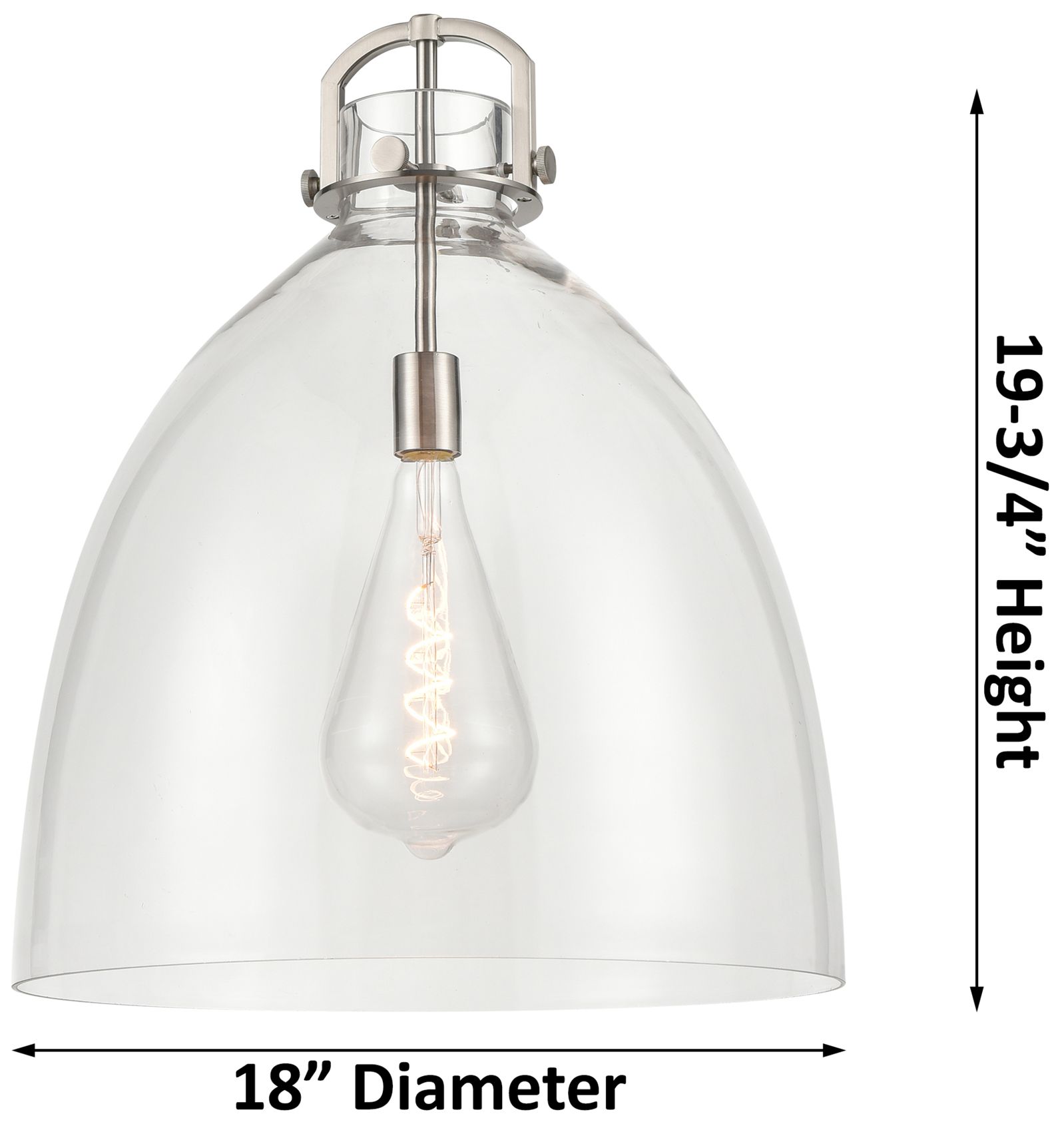 Image 3 Newton Bell 18" Wide Stem Hung Satin Nickel Pendant With Seedy Shade more views