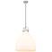 Newton Bell 18" Wide Stem Hung Satin Nickel Pendant With White Shade