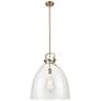 Newton Bell 18"W Brushed Brass Mini Pendant w/ Clear Glass