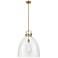 Newton Bell 18"W Brushed Brass Mini Pendant w/ Clear Glass