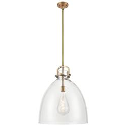 Newton Bell 18"W Brushed Brass Pendant Light w/ Clear Shade