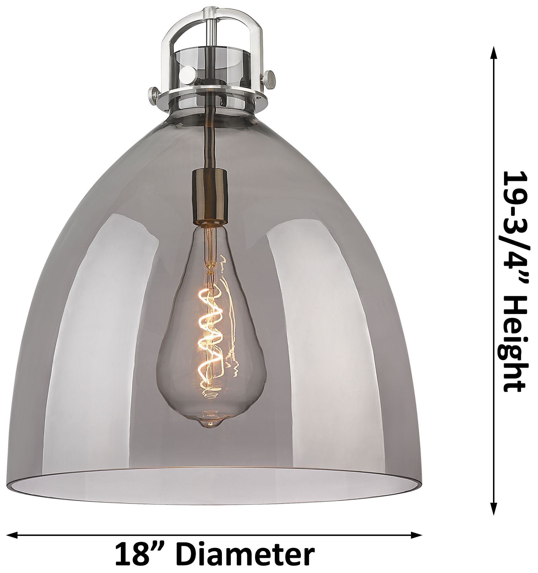 Image 2 Newton Bell 18"W Champagne Stem Arched Pendant With Light Smoke Shade more views
