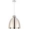 Newton Bell 18"W Polished Nickel Corded Pendant With Polished Nickel S