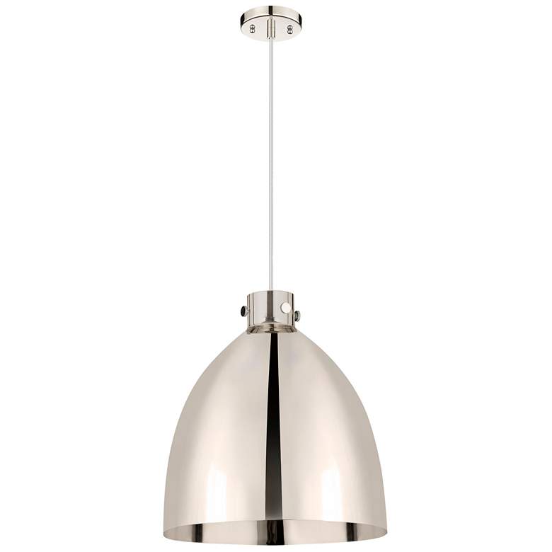 Image 1 Newton Bell 18 inchW Polished Nickel Corded Pendant With Polished Nickel S