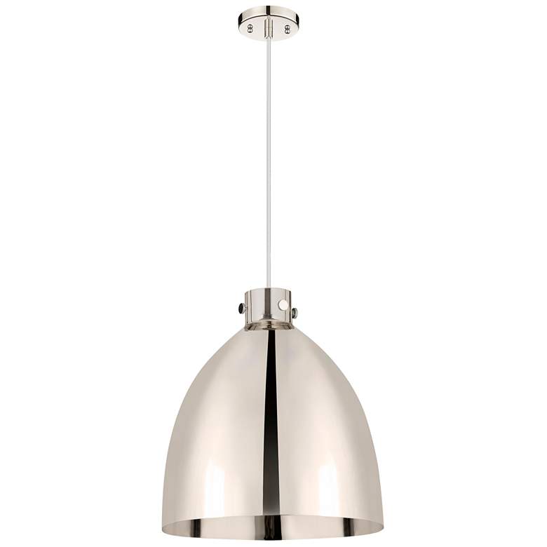 Image 1 Newton Bell 18"W Polished Nickel Corded Pendant With Polished Nickel S