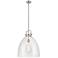 Newton Bell 18"W Satin Nickel Pendant Light with Clear Glass