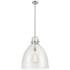 Newton Bell 18"W Satin Nickel Pendant Light with Clear Glass