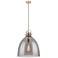 Newton Bell 18"W Champagne Stem Arched Pendant With Light Smoke Shade
