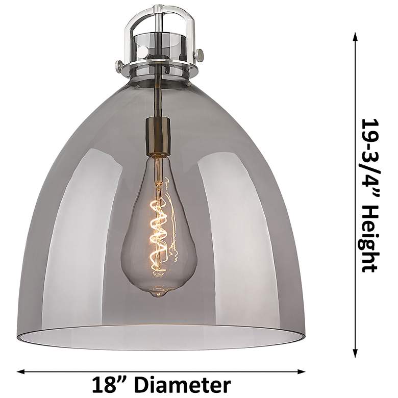 Image 2 Newton Bell 18"W Champagne Stem Arched Pendant With Light Smoke Shade more views