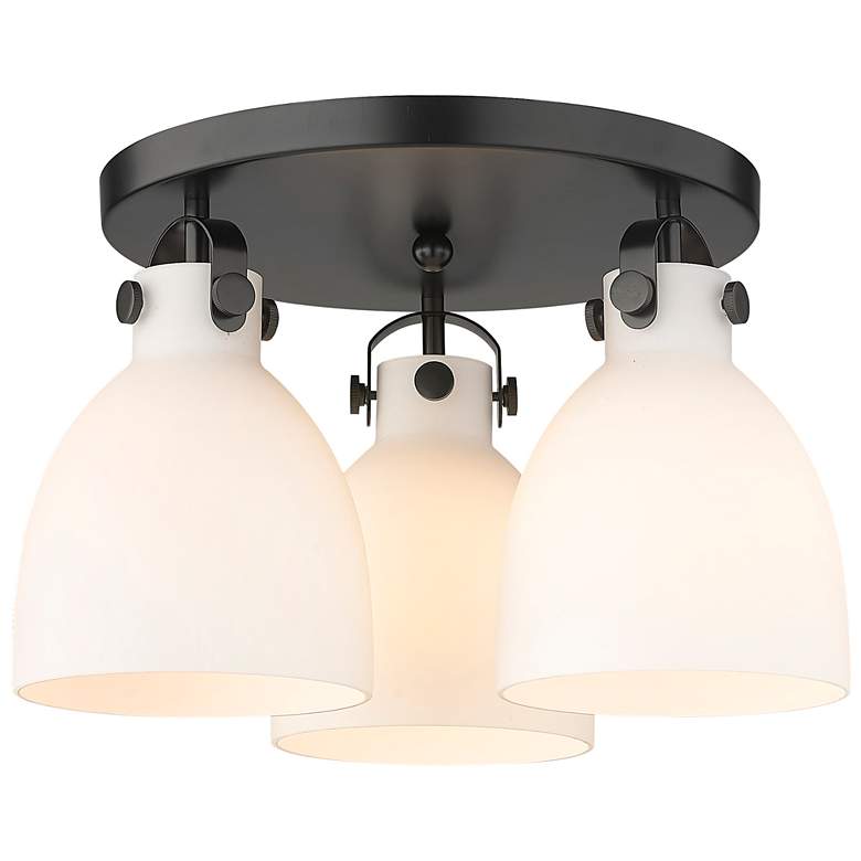 Image 1 Newton Bell 19.63"W 3 Light Matte Black Flush Mount With Matte White S