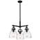 Newton Bell 20.4" Wide 3 Light Stem Hung Matte Black Pendant w/ Clear