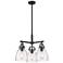 Newton Bell 20.4" Wide 3 Light Stem Hung Matte Black Pendant w/ Seedy