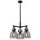 Newton Bell 20.4" Wide 3 Light Stem Hung Matte Black Pendant w/ Smoke