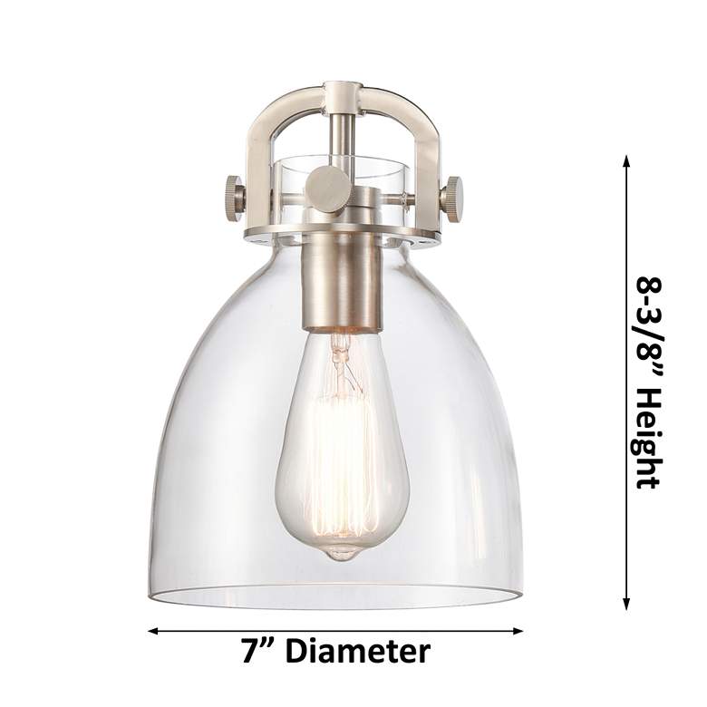 Image 5 Newton Bell 20.4"W 3 Light Stem Hung Brushed Brass Pendant w/ Clear Sh more views