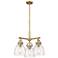 Newton Bell 20.4"W 3 Light Stem Hung Brushed Brass Pendant w/ Seedy Sh