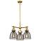 Newton Bell 20.4"W 3 Light Stem Hung Brushed Brass Pendant w/ Smoke Sh