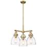 1_Newton Bell 20 3/4"W Brass and Clear Glass 3-Light Pendant