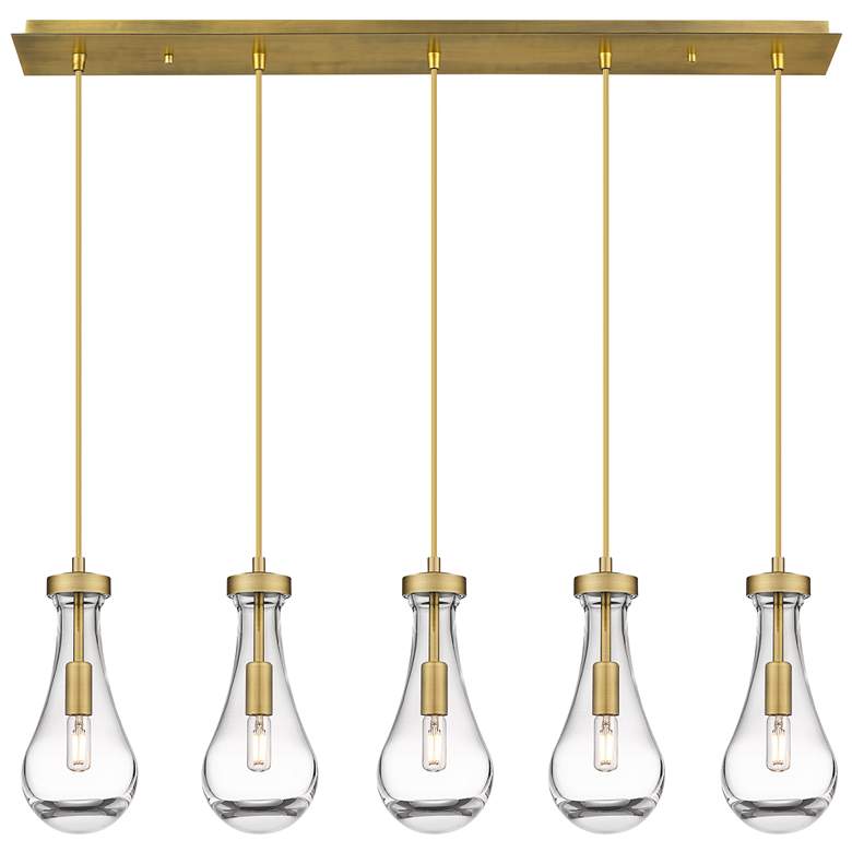 Image 1 Newton Bell 22.13" Wide 9 Light Matte Black Multi Pendant With Clear S