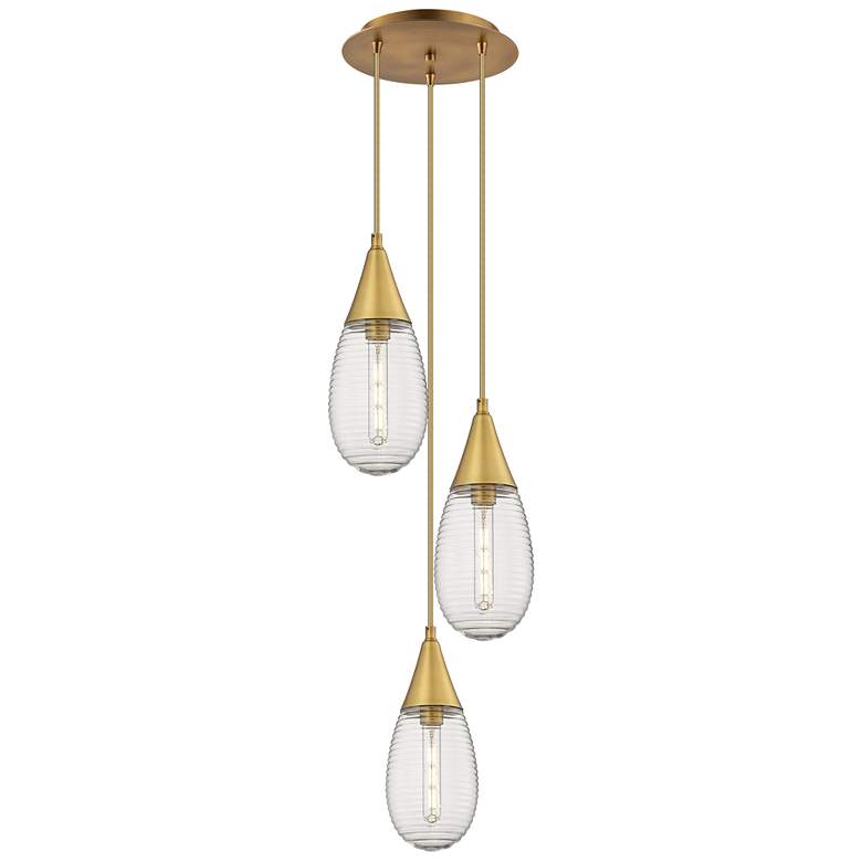 Image 1 Newton Bell 22.13"W 9 Light Brushed Nickel Multi Pendant w/ Seedy Shad