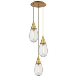 Newton Bell 22.13"W 9 Light Brushed Nickel Multi Pendant w/ Seedy Shad